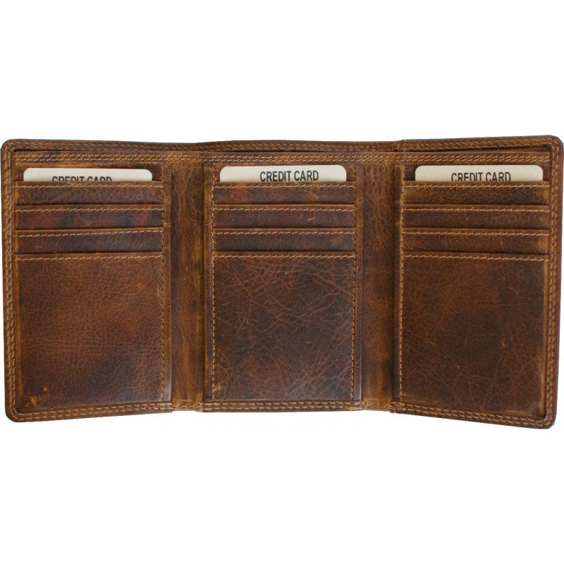 Rugged Earth Leather Tri Fold Wallet