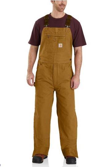 Carhartt Mens Washed Duck Quilt-Lined Bib Overalls