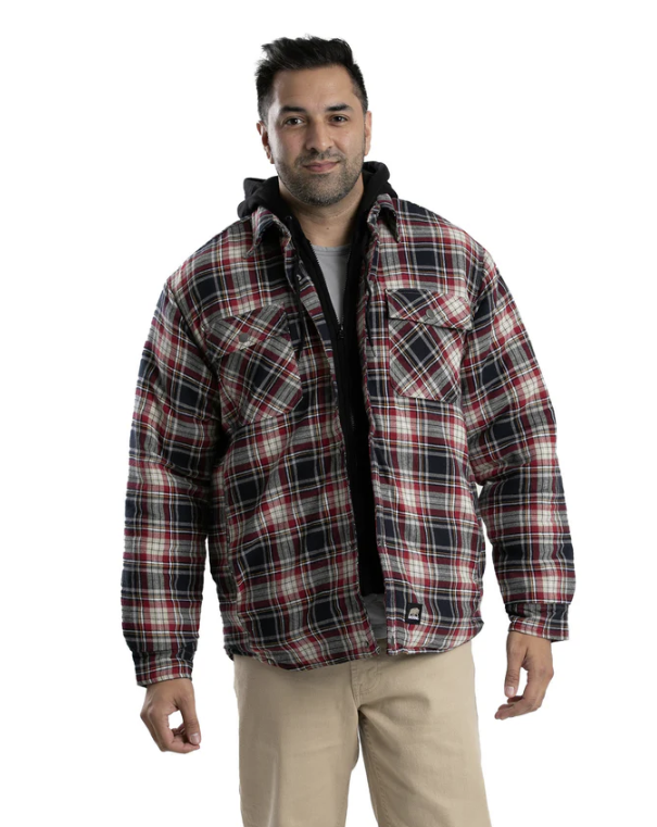 Berne Mens Quilt-Lined Hooded Shirt Jacket