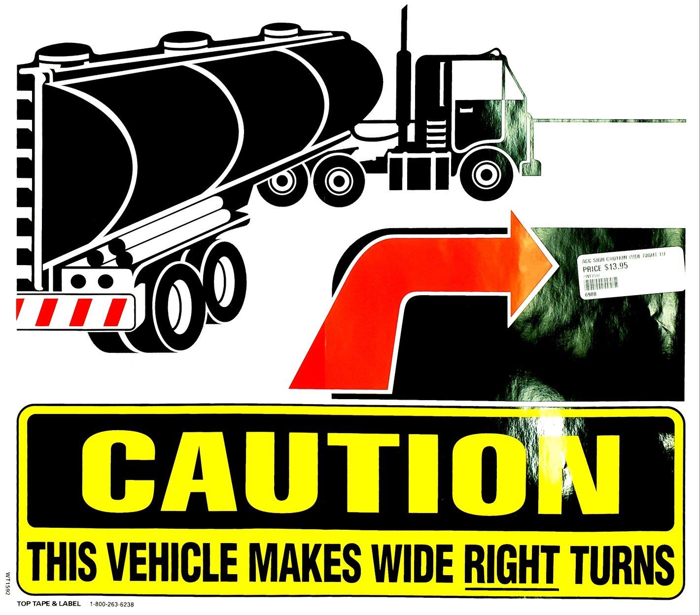 Caution Wide Right Turns Sticker